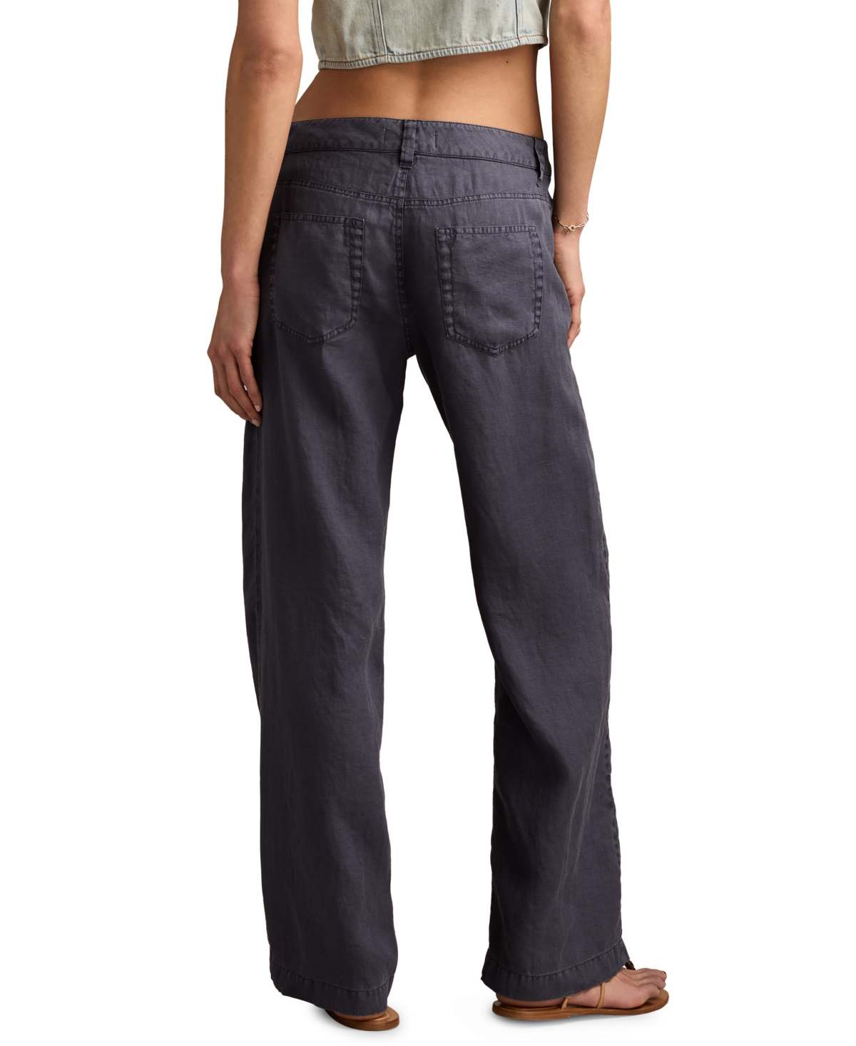 LUCKY BRAND WOMEN'S LINEN BAGGY WIDE-LEG PANTS 