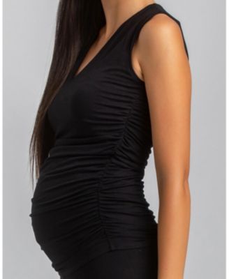 Maternity Sleeveless Dolce Blouse with V-Neck and Side Ruching