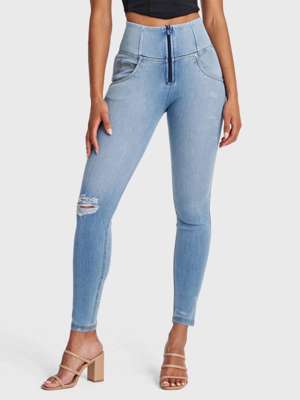 Women's Wr.up Snug Distressed High Rise Jeans - Blue