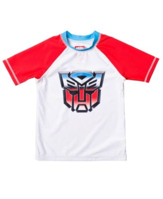 Boys Megatron Optimus Prime Bumblebee Rash Guard and Swim Trunks Outfit Set to