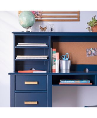 Taiga Kids Desk and Chair Set with Hutch - Navy: Kids Wooden Computer Desk with Storage Drawers and Shelves | Kids Study Table for Bedroom