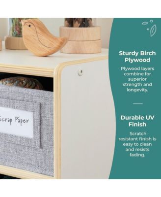 EdQ Shelves and 5 Bin Storage Unit 30" - Natural: Children's Wooden Toy Storage Organizer for Kids' Bedrooms and Playrooms