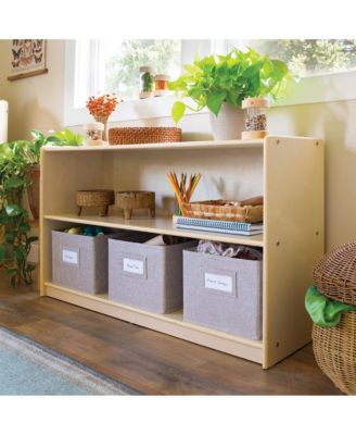 EdQ 2-Shelf Open Storage 24" - White: Wooden Kids' Classroom Storage Furniture, Playroom and Bedroom Toy Cube Organizer