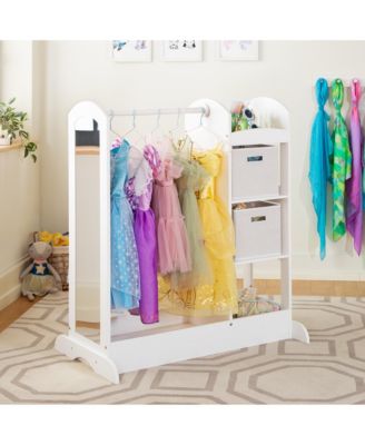 See and Store Dress Up Center - White: Kids' Pretend Play Clothes and Costume Armoire with Clothing Rack Storage and Mirror