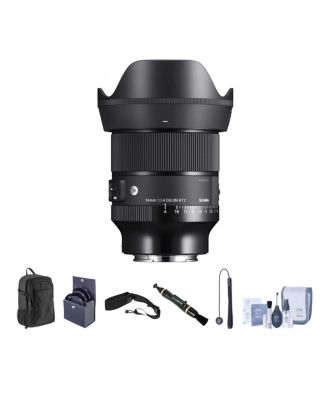 24mm f/1.4 DG DN Art Lens for Sony E Bundle with Backpack, Strap, 72mm Filter Kit, Lens Cleaner, Cleaning Kit, Lens Cap Tether
