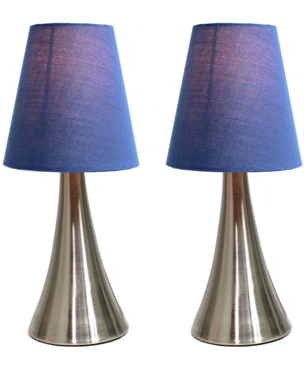 Creekwood Home 11.42" Metal Chic And Contemporary Duo Mini Touch Table Lamp Set In Brushed Nickel,blue