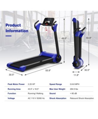2.25 HP Electric Motorized Folding Running Treadmill Machine with LED Display-Navy