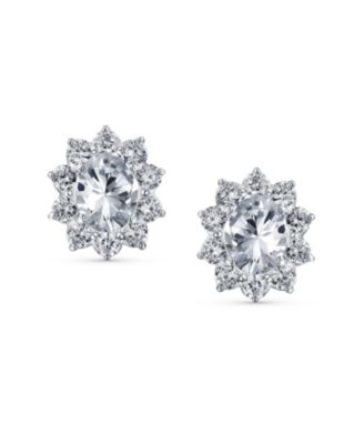Set of 2 Classic  Crown Black Clear 1.5 CT CZ Stud Earring Silver Plated