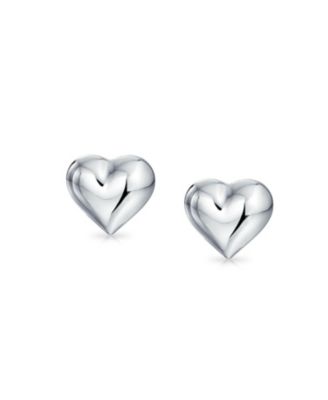 Set of 2 Double Open Heart Puffed Stud Earrings in Rose Gold Plated Sterling Silver