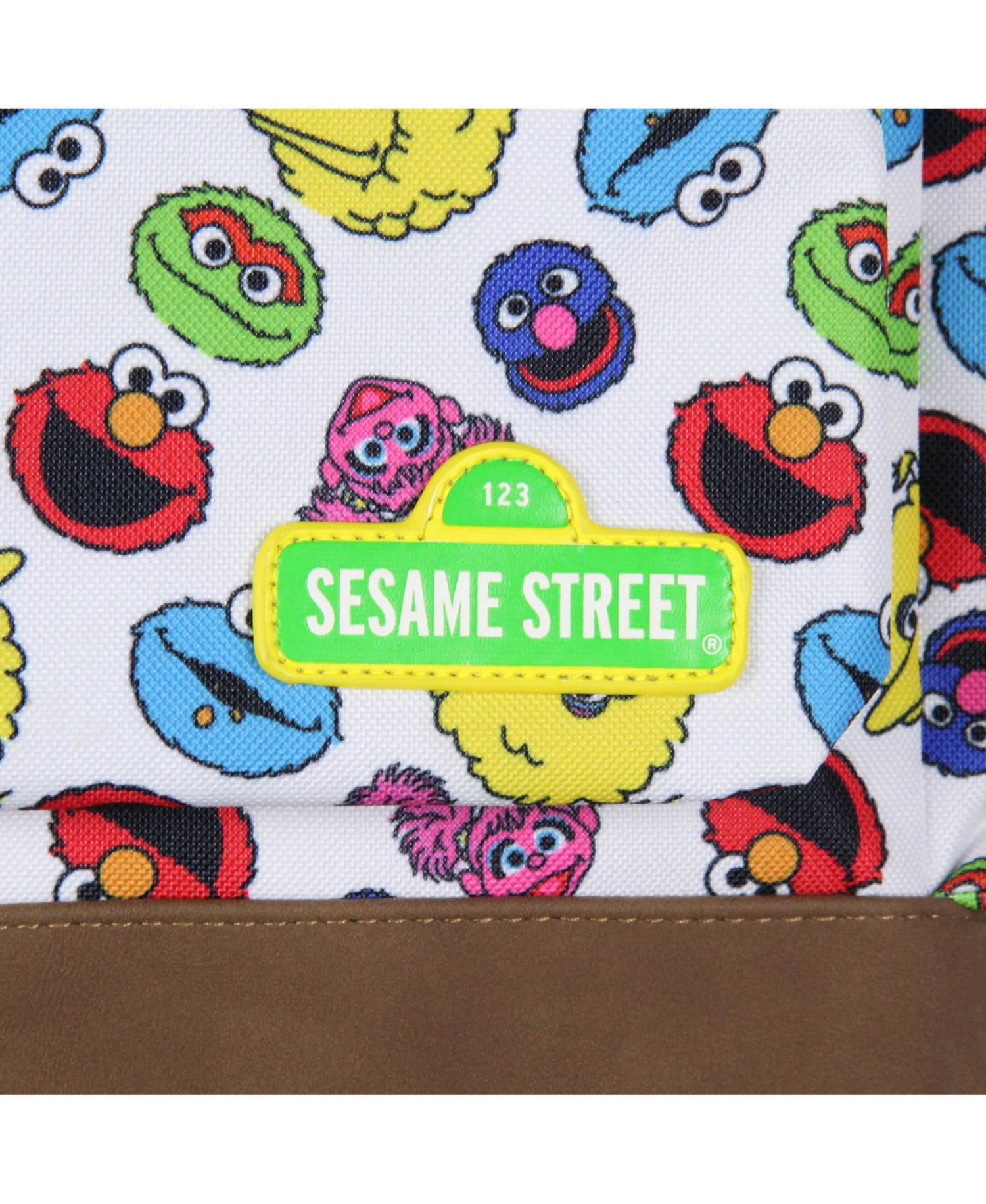 Elmo Big Bird Cookie Monster Scattered Print Faces Travel School Backpack For Daily Use 16"