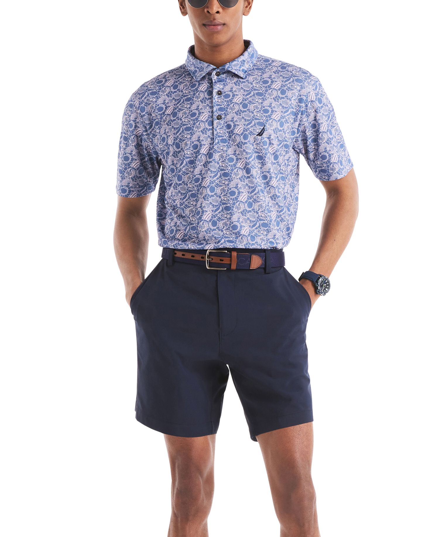 Men's Classic-Fit Moisture-Wicking Printed Performance Golf Polo Shirt