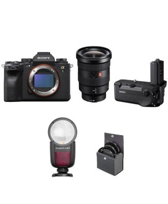 Sony Alpha 1 Full Frame Mirrorless Digital Camera Bundle with FE 16-35mm f/2.8 GM Lens, VG-C4EM Vertical Grip, Speedlight, 82mm Filter Kit
