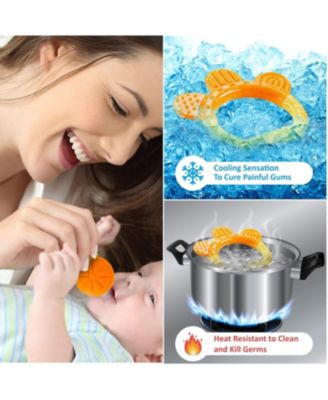 Sperric Baby Teether Toys for Babies 0-6 Months, Newborn Infant Baby Teethers Freezer Safe Silicone Baby Teether Toys, Frozen Teething Toys for Babies 0-6 Months, Baby Teethers Toys 6 Pack - Perfect Baby Gift