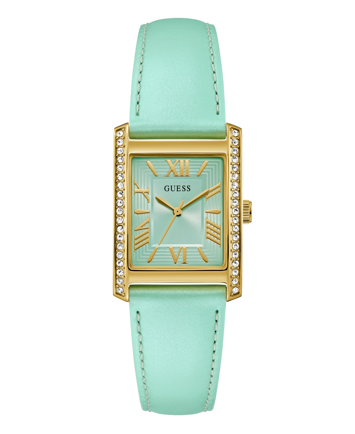 Guess Women's Analog Green Leather Watch, 27mm In Green