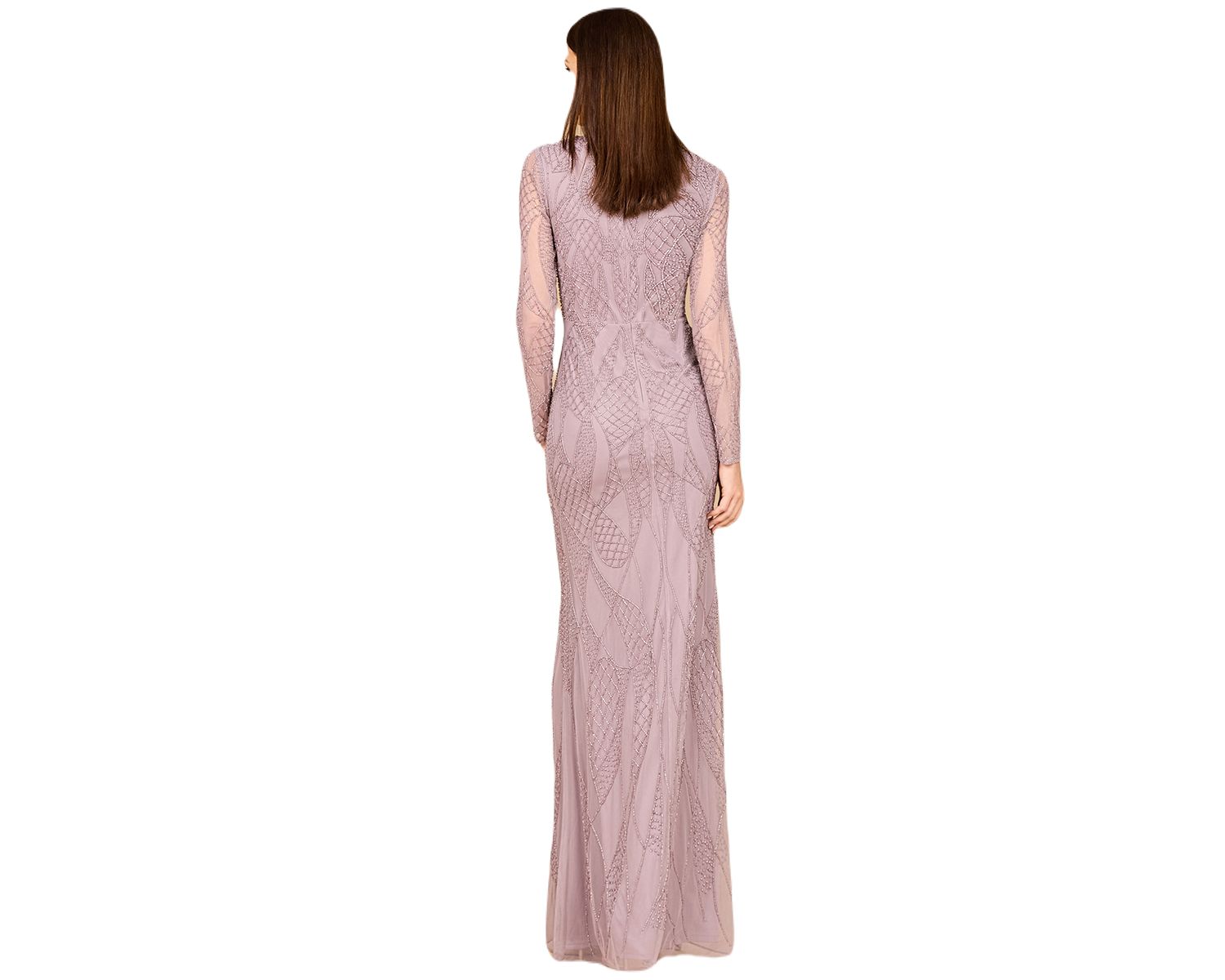 Women's V Neck Beaded Long Sleeve Dress