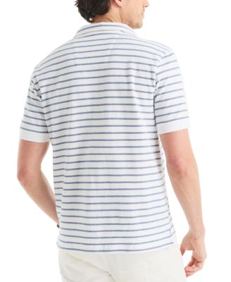 Men's Classic-Fit Stripe Seersucker Johnny Collar Pocket Polo Shirt