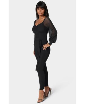 Women's Printed Mesh Off Shoulder Catsuit