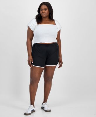 Trendy Plus Size Mid-Rise Dolphin Bow Shorts