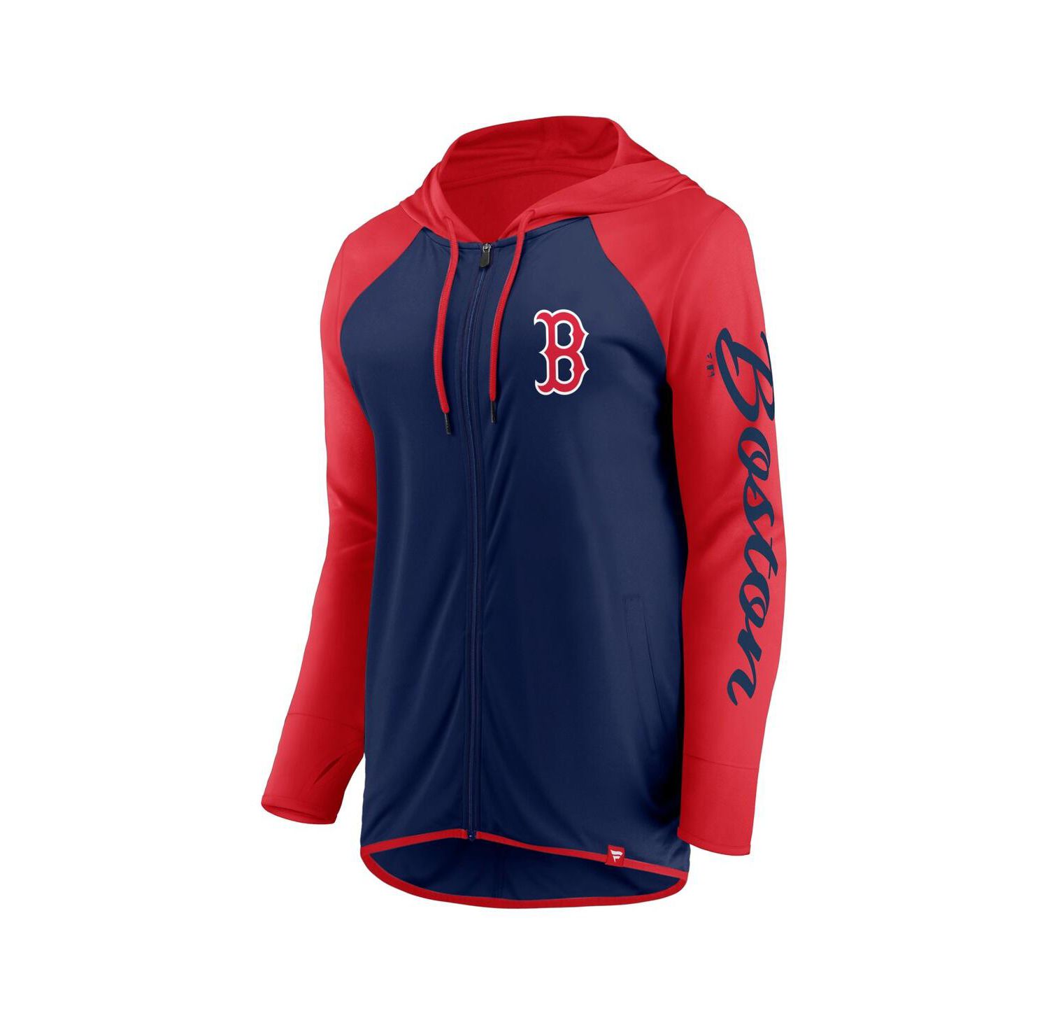 Women's Navy/Red Boston Red Sox Script Sleeve Full-Zip Hoodie