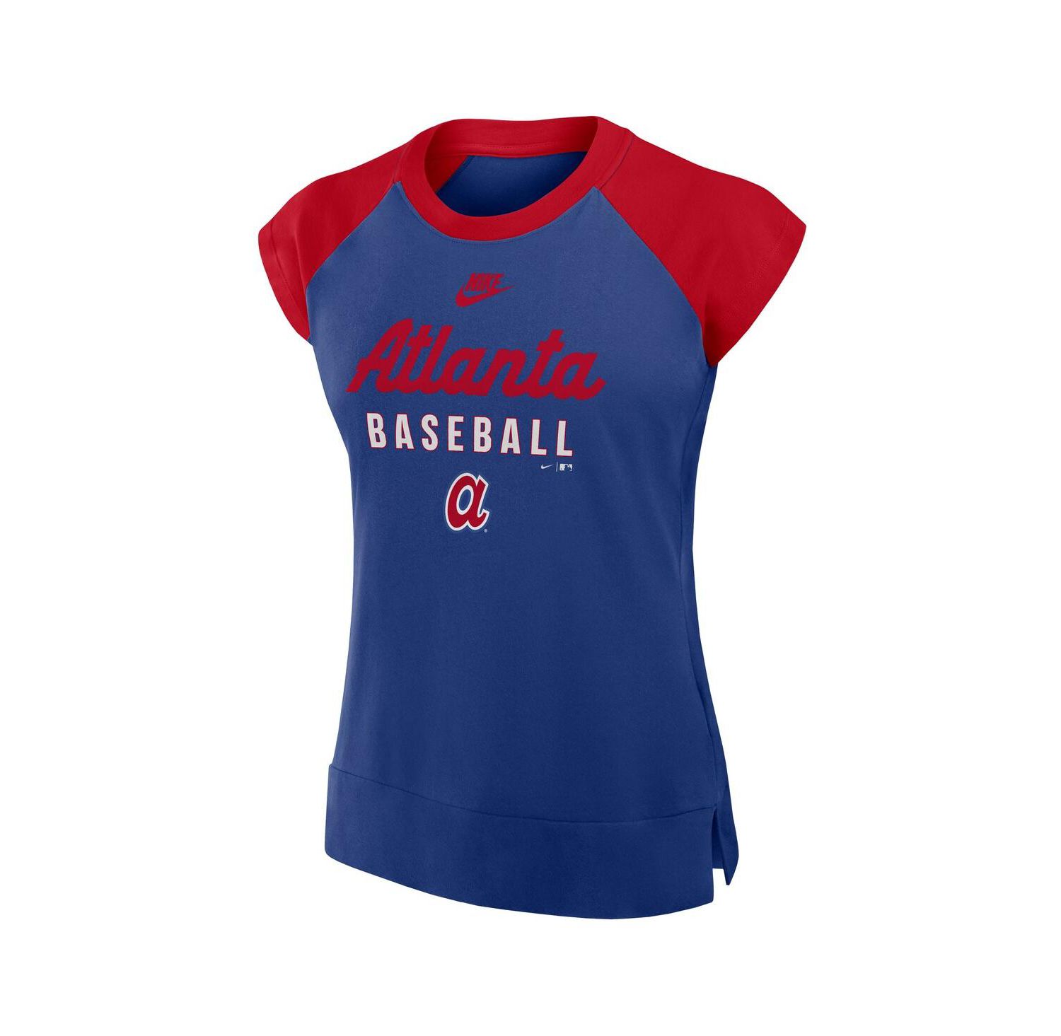 Women's Royal/Red Atlanta Braves Cooperstown Collection Raglan Performance T-Shirt