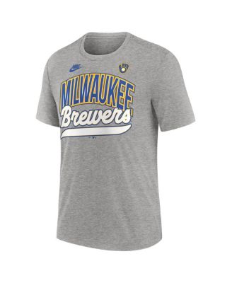 Men's Heather Gray Milwaukee Brewers Cooperstown Collection Retro Tri-Blend T-Shirt