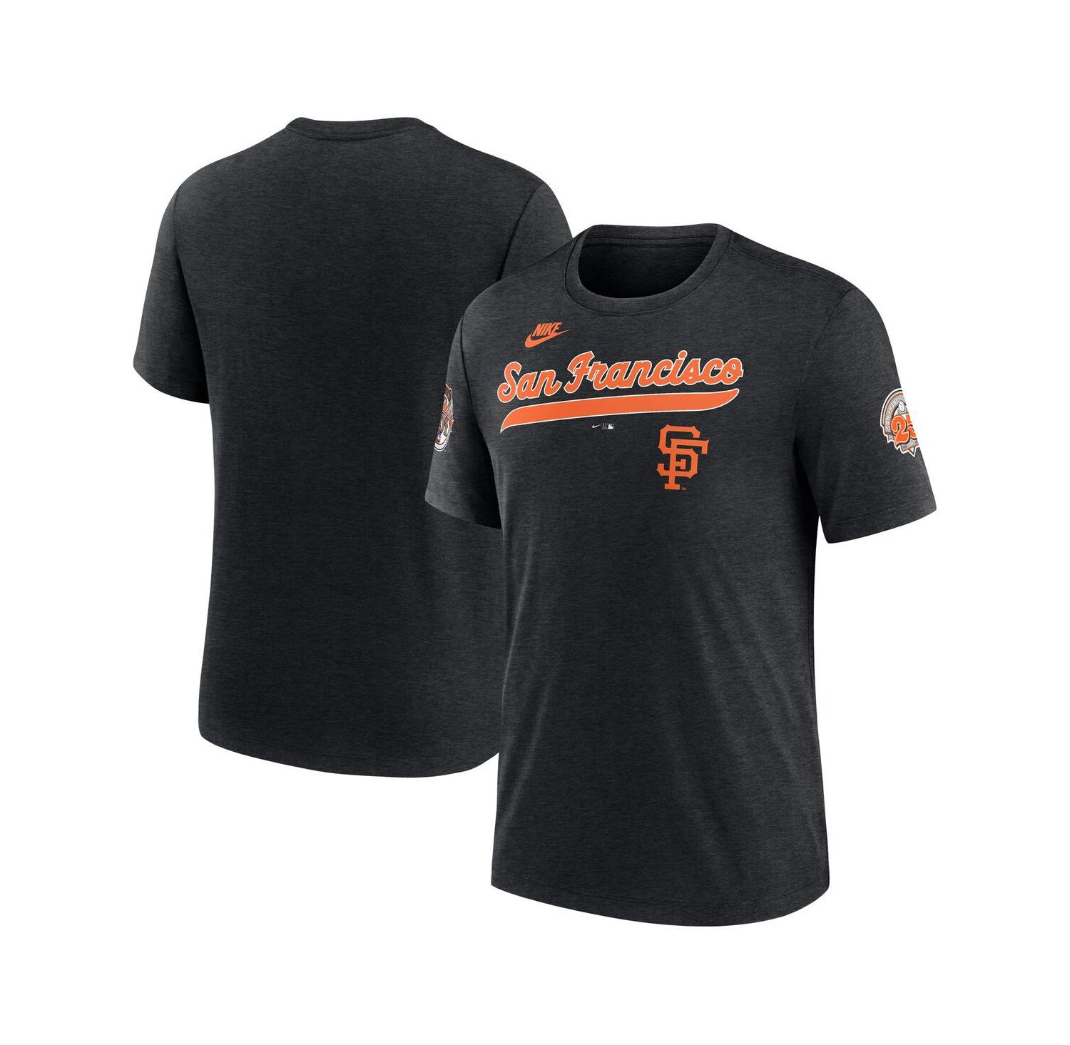 Men's Heather Black San Francisco Giants Cooperstown Collection Eras Tri-Blend T-Shirt