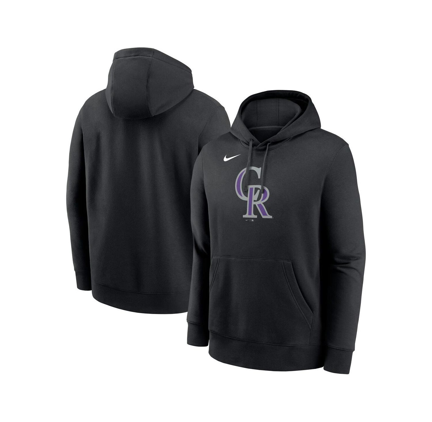 Men's Black Colorado Rockies Logo Club Fleece Pullover Hoodie