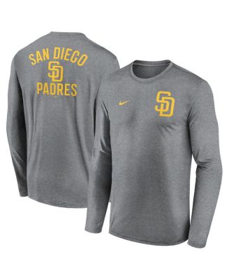 Nike - Men's Heather Charcoal San Diego Padres 2-Hit Legend Performance Long Sleeve T-Shirt