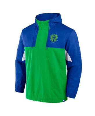 Men's Royal Seattle Sounders FC Free Kick Woven Quarter-Zip Hoodie Jacket