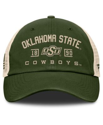 Men's Olive Oklahoma State Cowboys OHT Military Appreciation Frontier Trucker Adjustable Hat