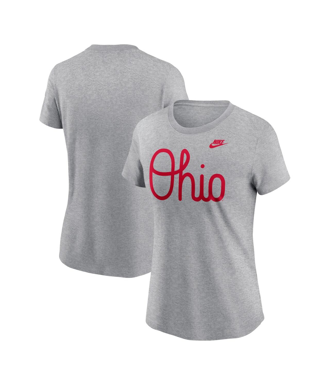 Nike Women's Heather Gray Ohio State Buckeyes Retro Script T-shirt In Heather Gray