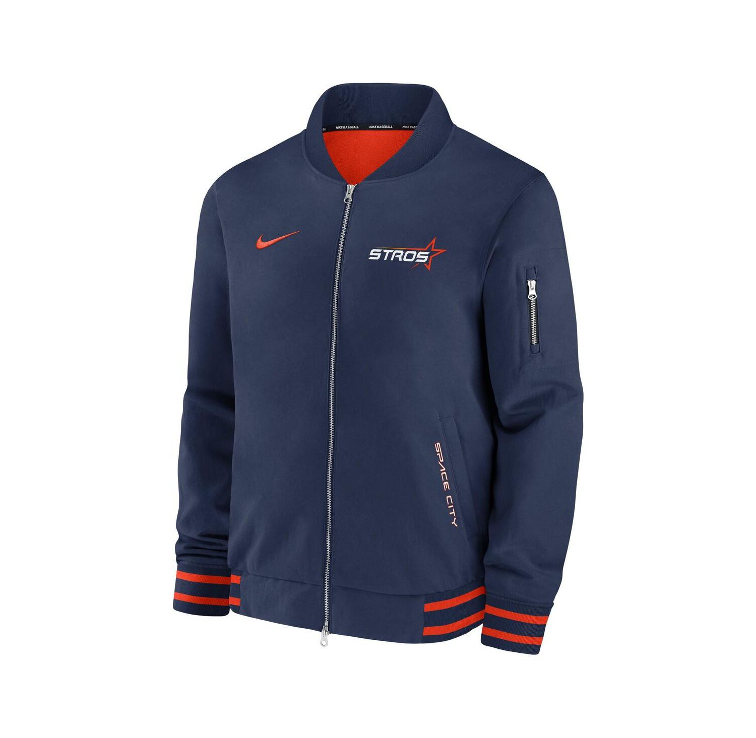 Men's Navy Houston Astros 2025 City Connect Authentic Collection Full-Zip Bomber Jacket