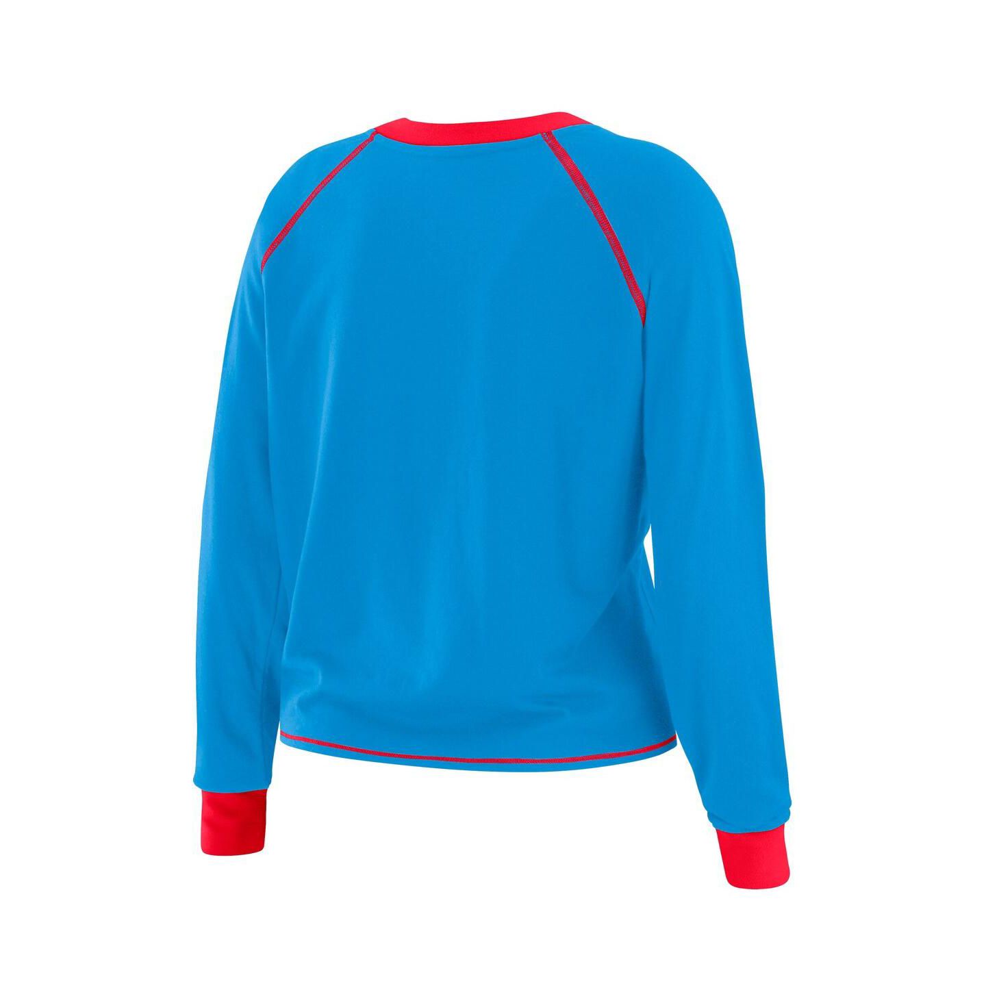 Женский топ WEAR by Erin Andrews Light Blue/Red Houston Oilers Tie-Front Long Sleeve — фото 3