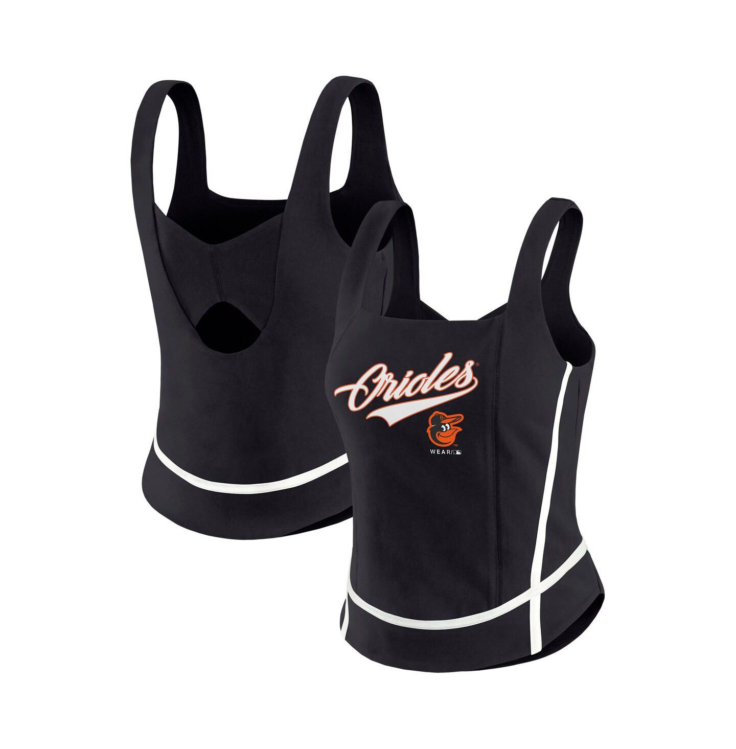Женский топ WEAR by Erin Andrews Black Baltimore Orioles Square Neck — фото 1