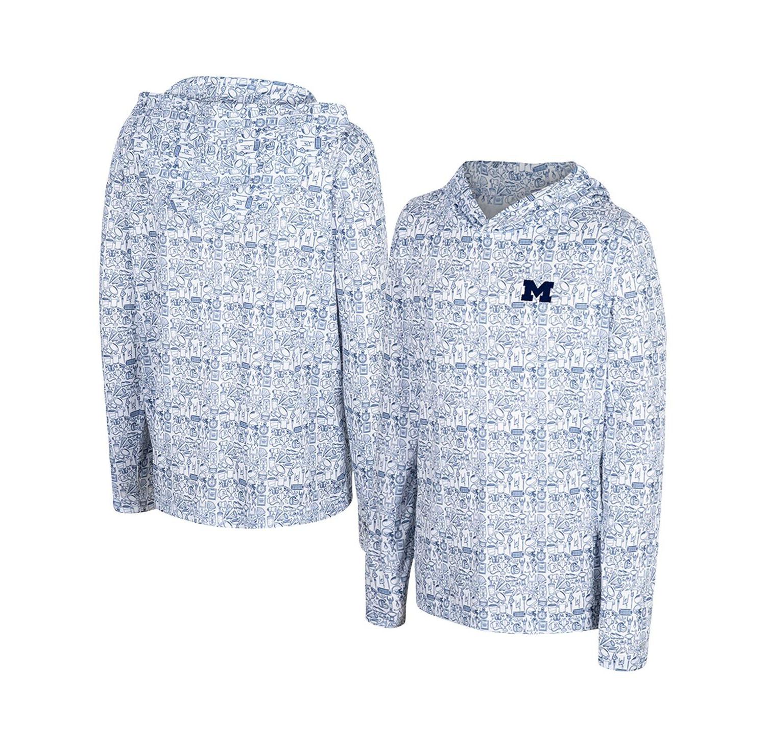 Big Boys and Girls Navy Michigan Wolverines All-Over Print Hoodie