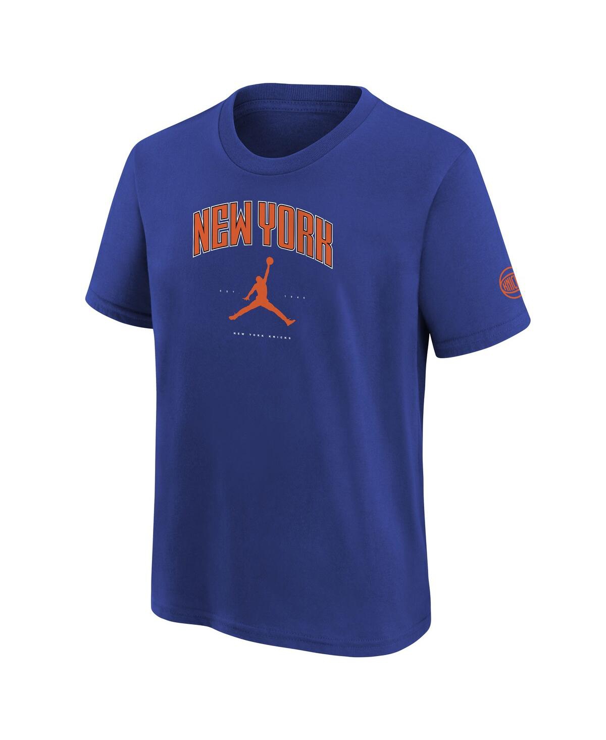 Jordan Big Boys And Girlsâ Blue New York Knicks Essential Cities T-shirt In Blue