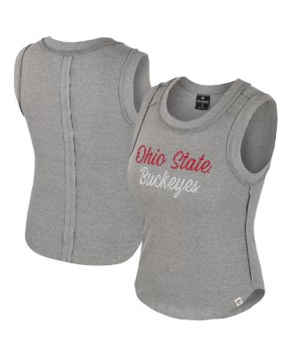 Colosseum - Women's Heather Gray Ohio State Buckeyes Beach You Ribbed Tank Top