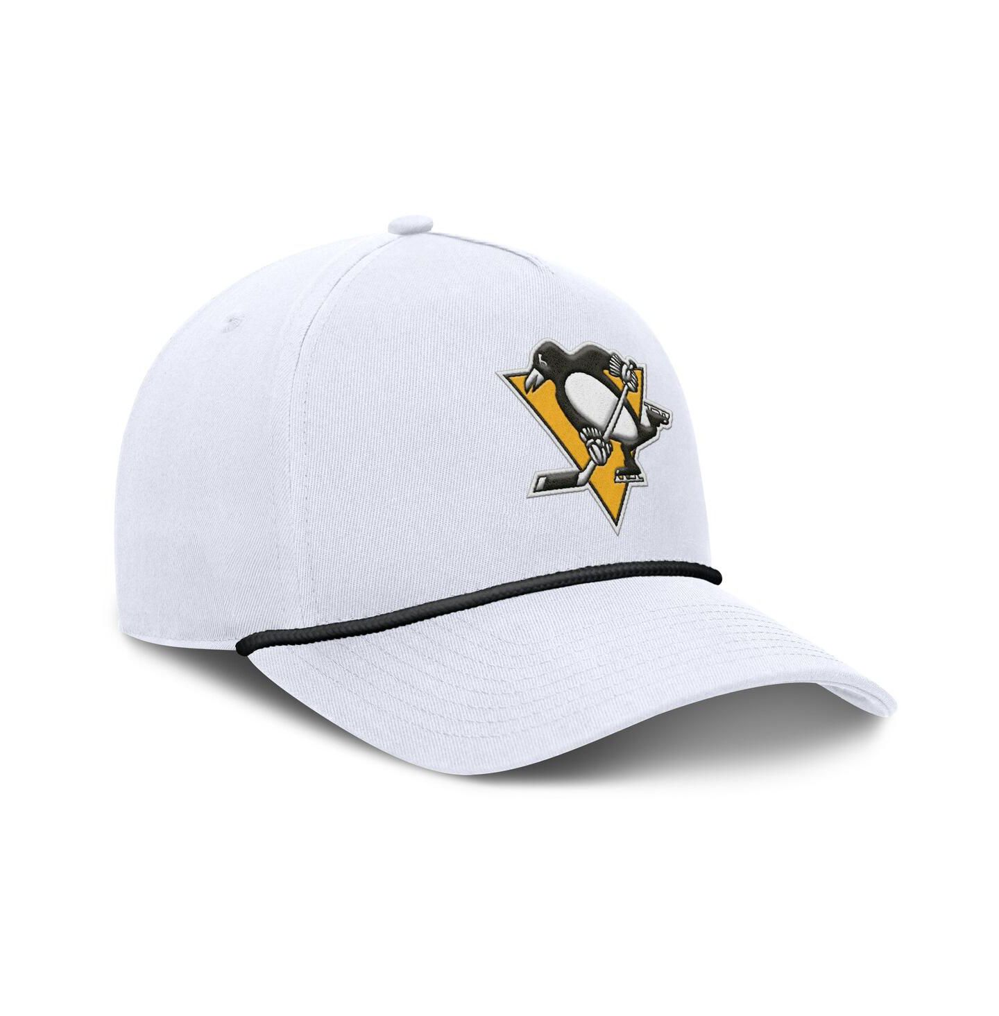 Мужская кепка Fanatics White Pittsburgh Penguins Rope A-Frame Adjustable Hat — фото 3