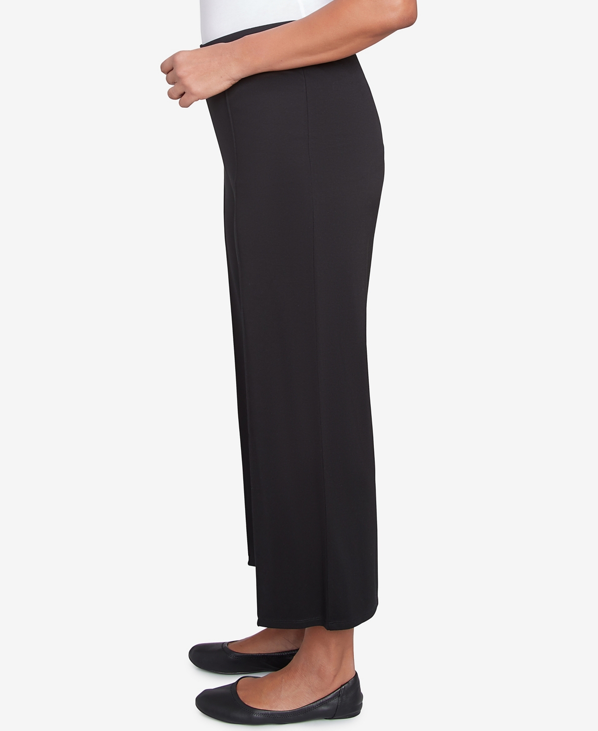 Alfred Dunner Petite Flat Front Relaxed Ankle Pants In Black