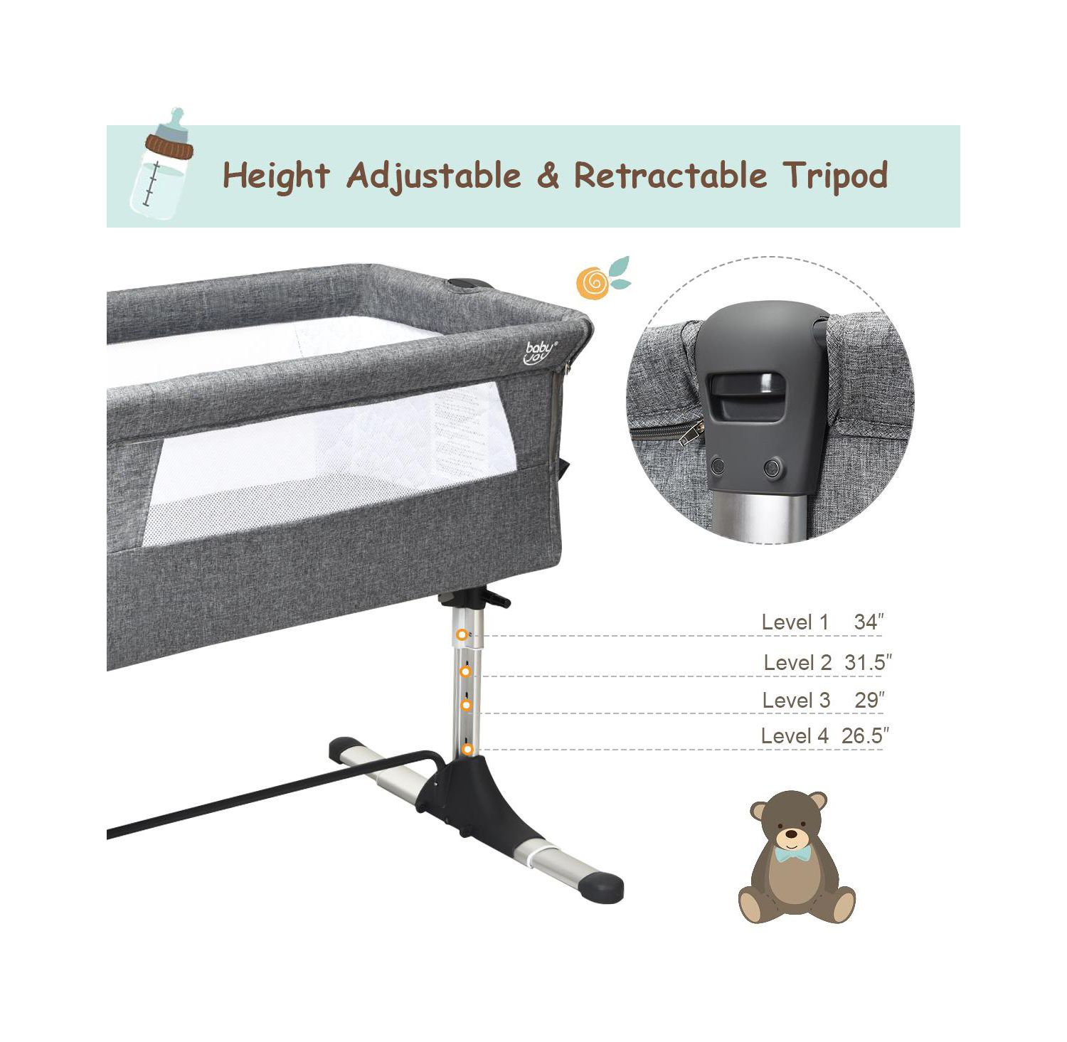 Baby Portable Bed Side Sleeper Travel Bassinet Crib