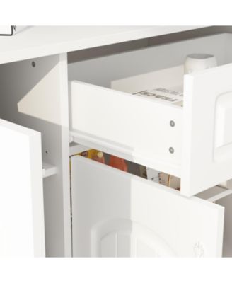 Single-drawer 4-door shoe cabinet, white multi-functional shoe rack, movable shelves