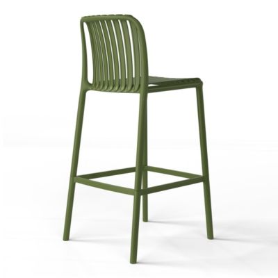 29.5" Outdoor Modern Plastic Patio Bar Height Stools (Set of 2)