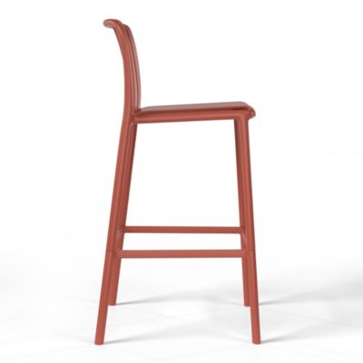 29.5" Outdoor Modern Plastic Patio Bar Height Stools (Set of 2)