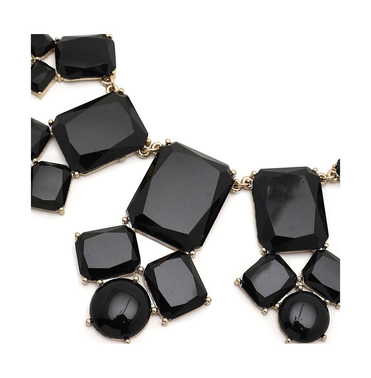 Sohi Black Color Gold Plated Designer Stone Necklace For Women's In Black