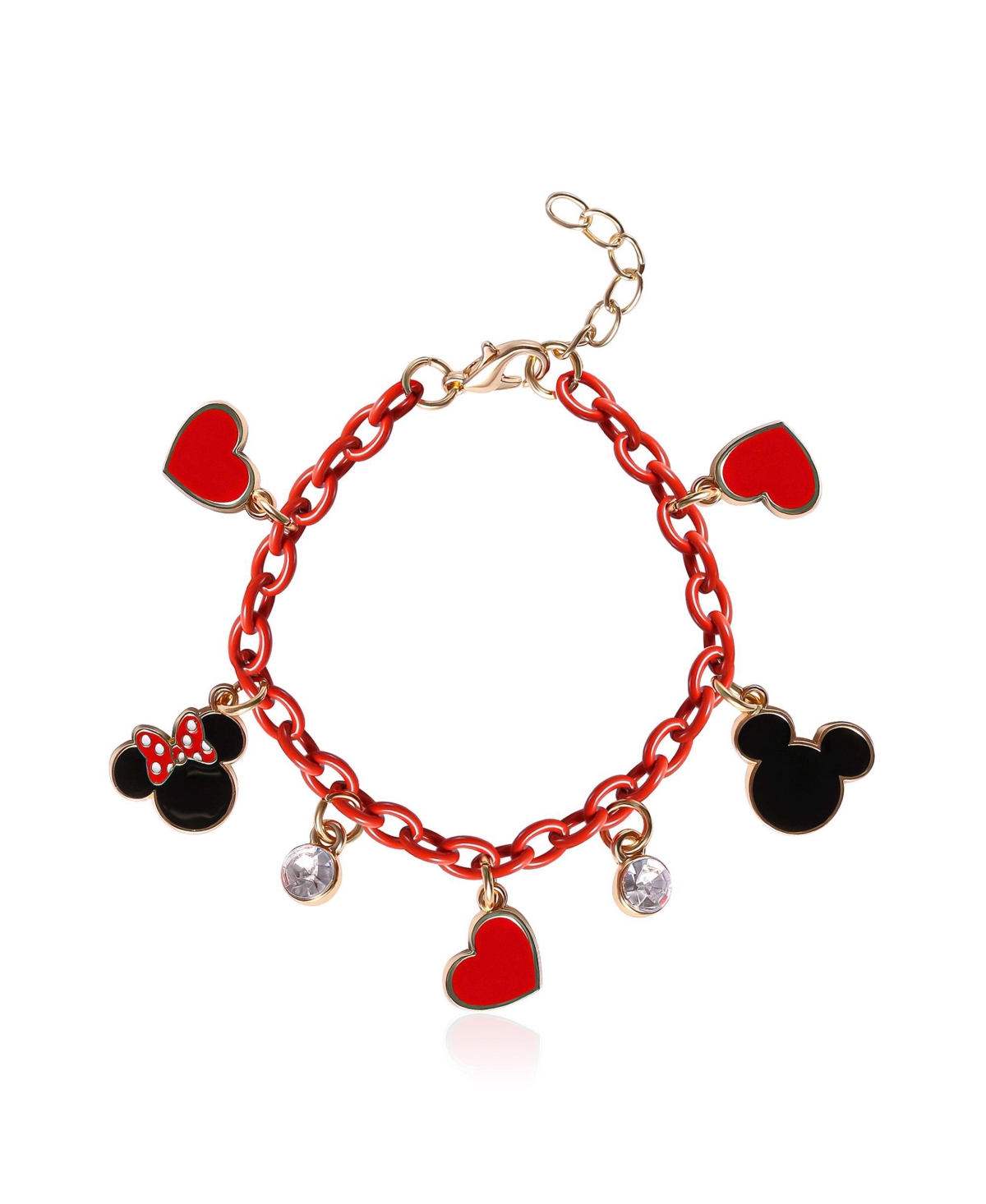 Minnie Mouse Charm Bracelet - Heart & Icon Design - Red, black, gold, clear