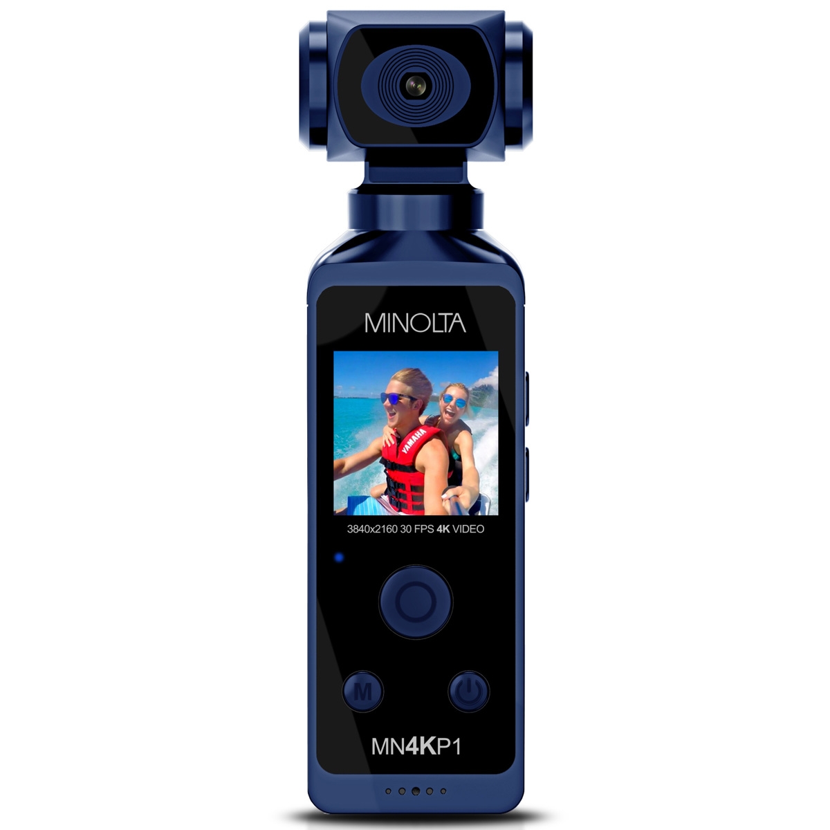 Minolta MN4KP1 4K Ultra Hd Wi-Fi Enabled Pocket Camcorder, Blue Bundle with 64GB microSD Card, Carrying Case, Octopus Tripod, Cleaning Kit
