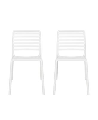 Outdoor Stackable Polypropylene Plastic Resin Dining Side Chairs Set of 2