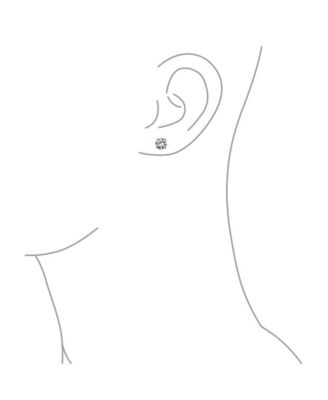 Set of 2 Round Solitaire CZ Cubic Zirconia Stud Earrings Gold Plated Sterling Silver