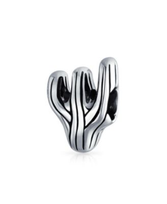 Set of 2 Black Movie Star Sunglasses and Sonoran Desert Cactus Charm Bead Silver