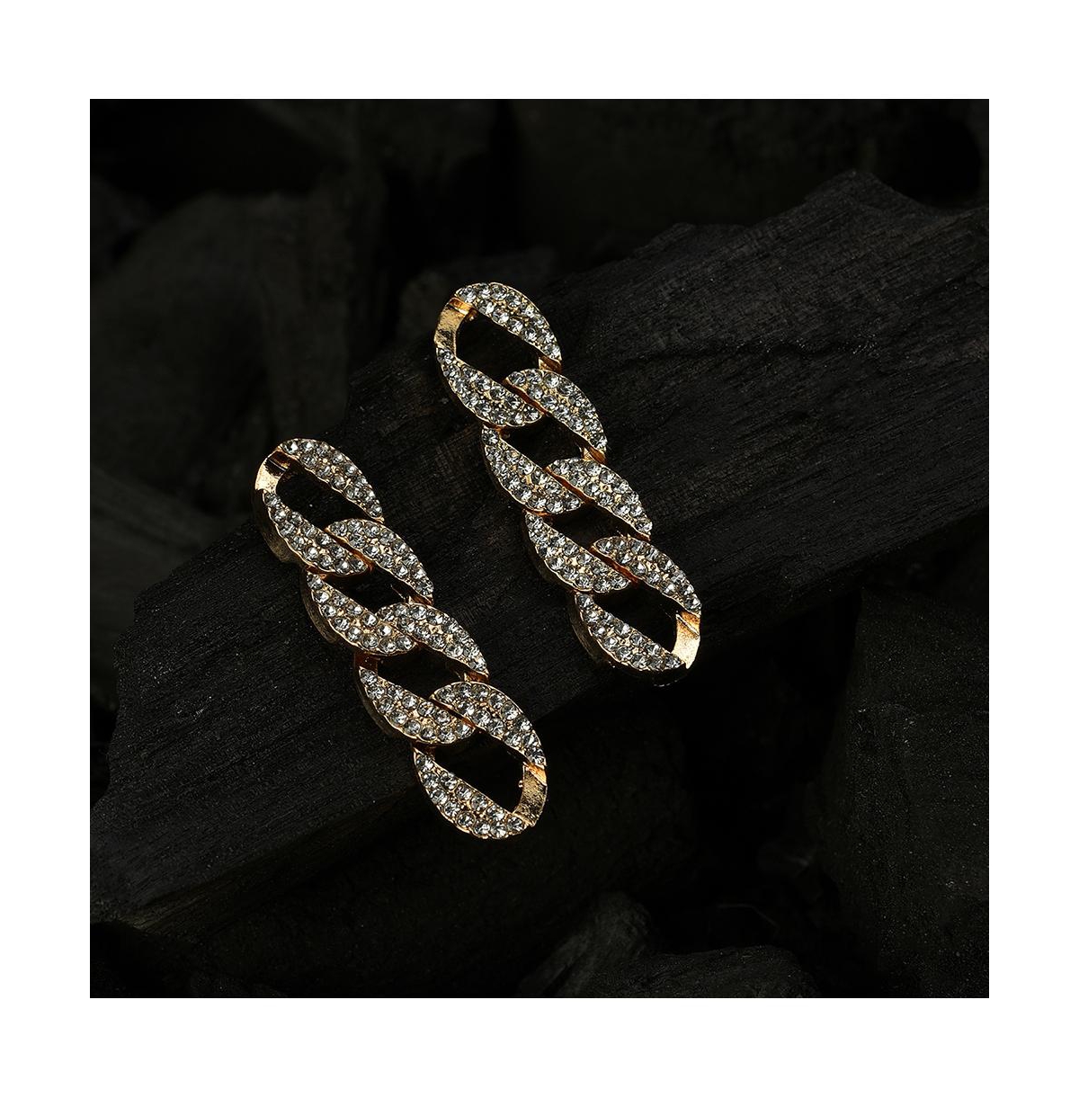 Sohi Women's Chainlink Drop Earrings In Silver